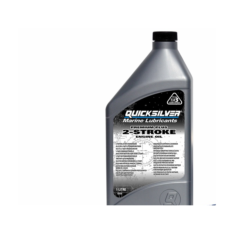 Aceite para motores fueraborda de 2 tiempos Mercury/Quicksilver Premium Plus TC-W3 1L (92-858026QB1)