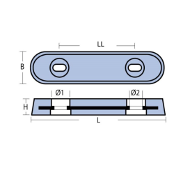 Ánodos del casco de zinc aprox.