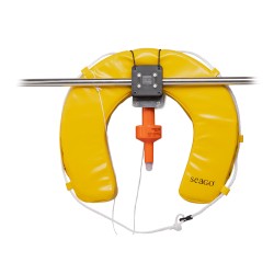 Aro salvavidas en forma de herradura / amarillo / incluye soporte y lámpara SOLAS