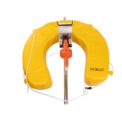 Aro salvavidas en forma de herradura / amarillo / incluye soporte y lámpara SOLAS