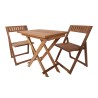 Conjunto de mesa plegable de teca con dos sillas plegables