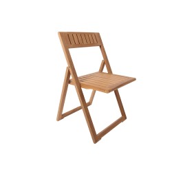 Conjunto de mesa plegable de teca con dos sillas plegables