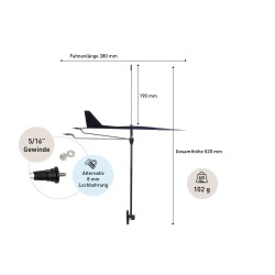 Indicador de dirección del viento Windex 15 Mk2 con BirdSpike / 380 mm