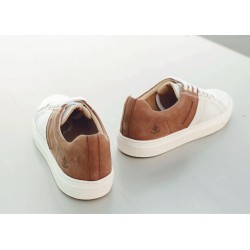 Zapatilla deportiva GENOA de lona reciclada, para hombre / color tostado / blanco