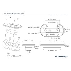 Pasacables multicable de perfil bajo / cable máx. 15 mm / acero inoxidable / DS-LP-MULTI-S