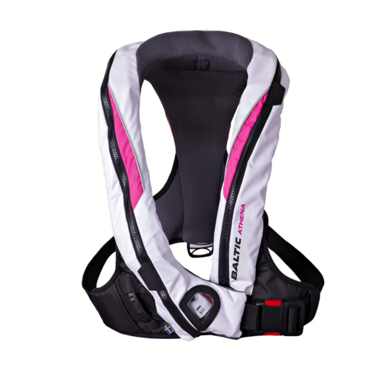 Chaleco salvavidas inflable Baltic Athena 165 con arnés para coche (blanco/rosa)