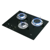 Cocina de gas con vitrocerámica, 3 quemadores.
